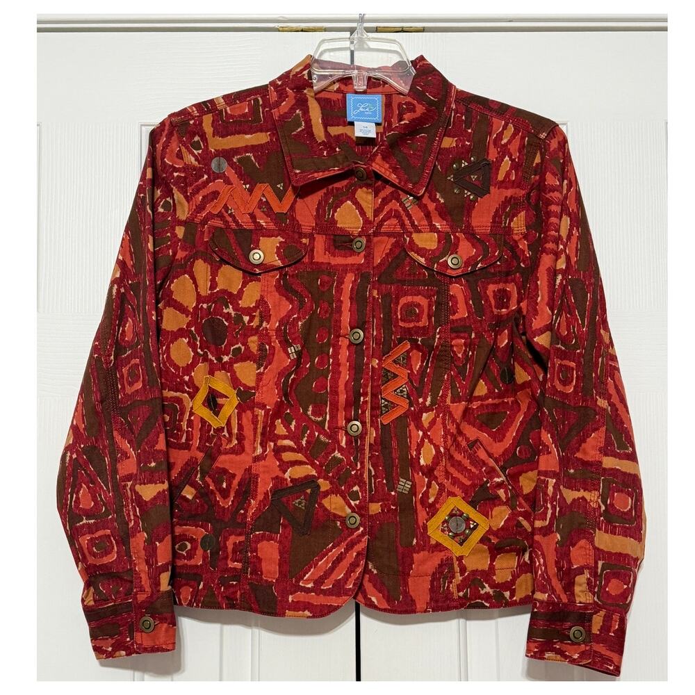 Y2K Lara Lane Geometric Print Jacket, Size 14